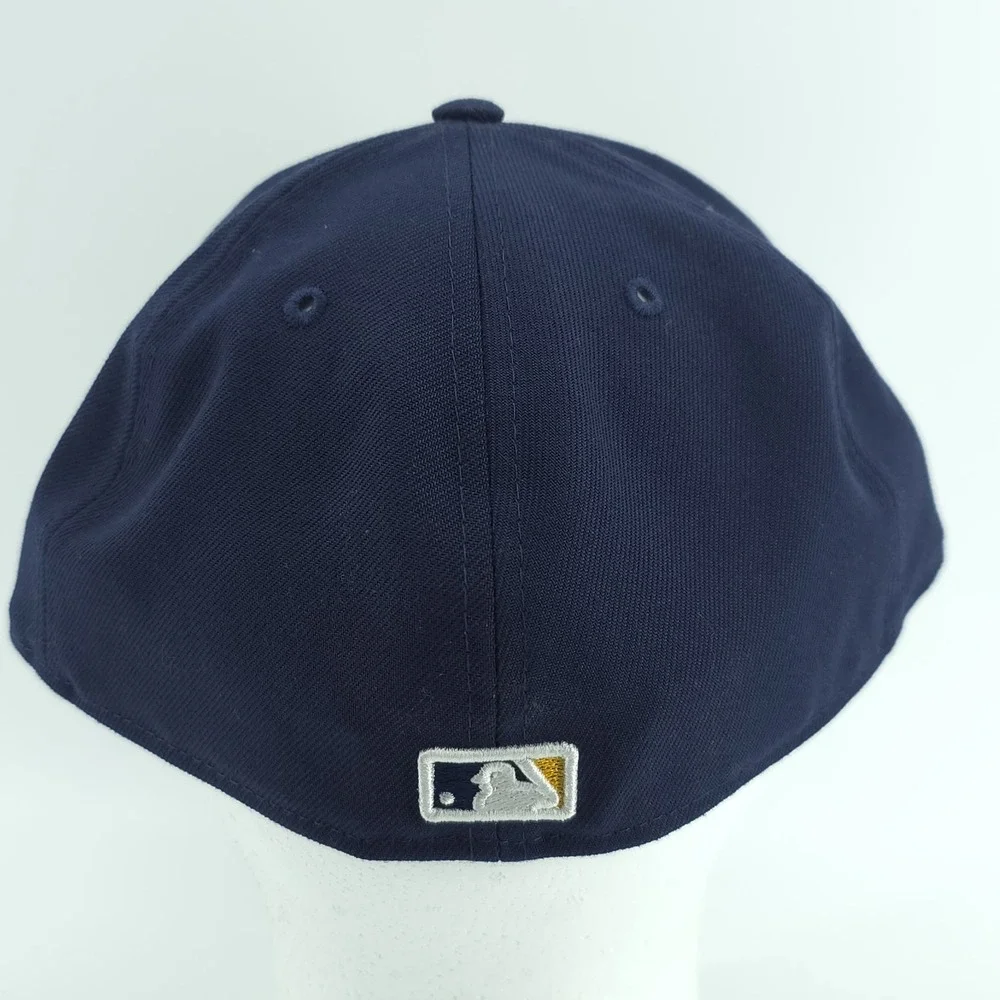 New Era 59Fifty Milwaukee Brewers Navy Blue Fitted‎ 7 7/8 Low Profile Hat NEW